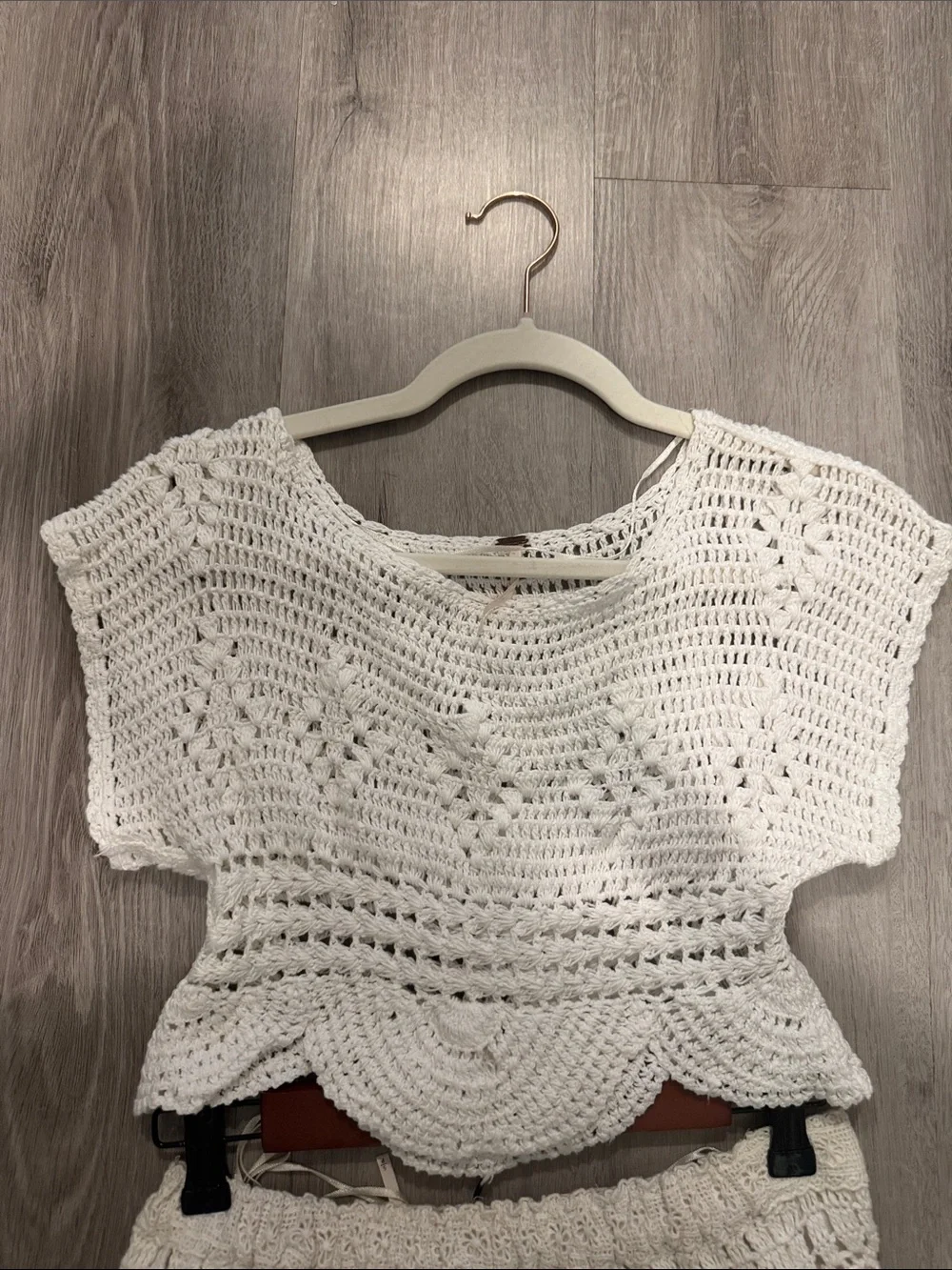 Free People White Tiered Crochet Waist Maxi Skirt and top (its a set ) - Picture 2 of 4